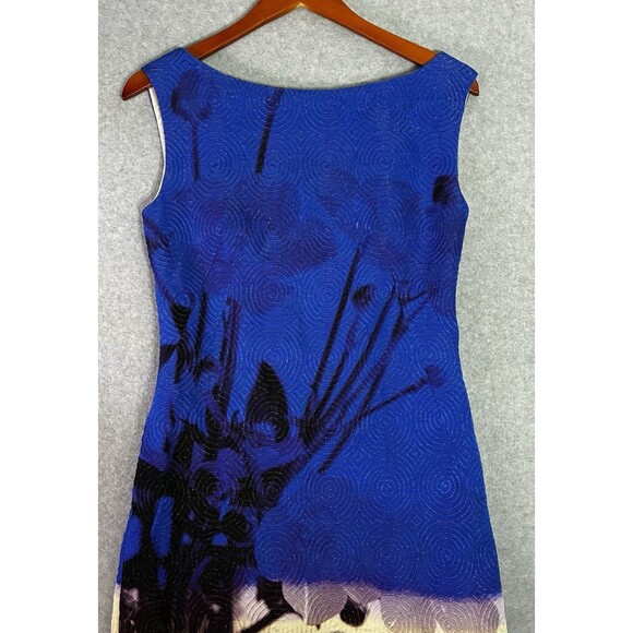Dries Van Noten Women’s Dress Size 36 (4) Blue Beige Floral Abstract Textured - Picture 3 of 10